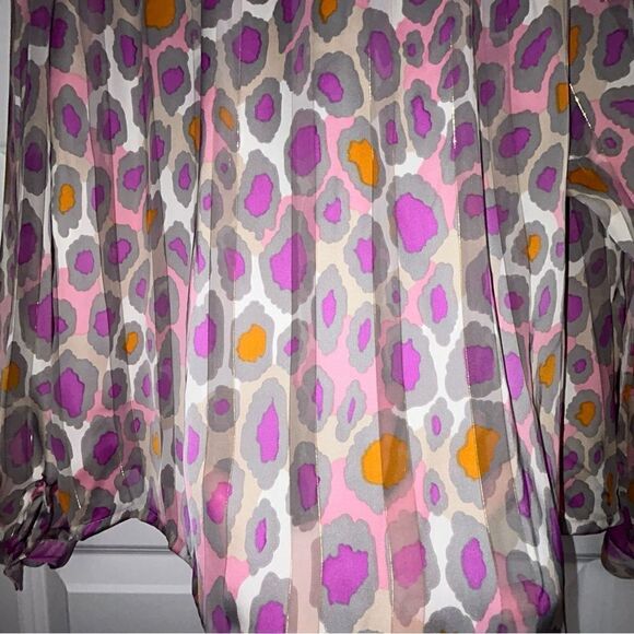 Vintage NICOLA Animal Print Hidden Button Front Long Sleeve Blouse Top - Picture 8 of 8